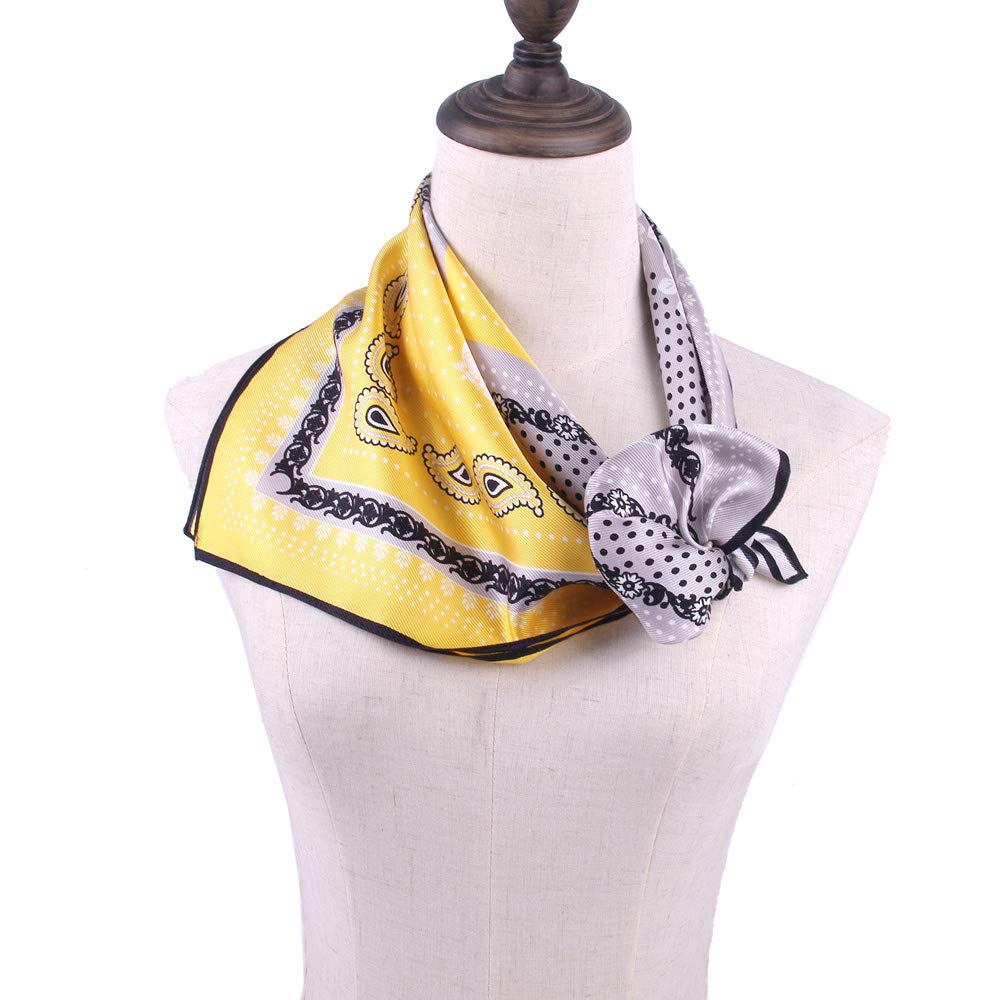 Żółty jedwabny szalik-3 Yellow Silk Head Scarf-3